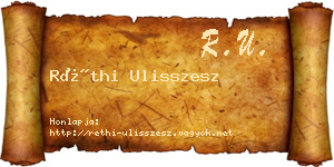 Réthi Ulisszesz névjegykártya